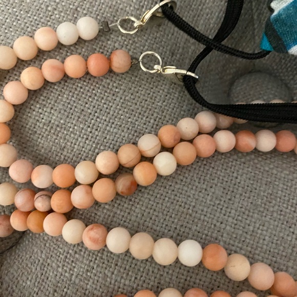 Mask chain natural pink aventurine beads 28” - Picture 3 of 5